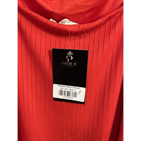 NWT Heart & Hips Sexy Red Rib Knit Mini Dress Spaghetti Straps Womens L - Picture 5 of 7